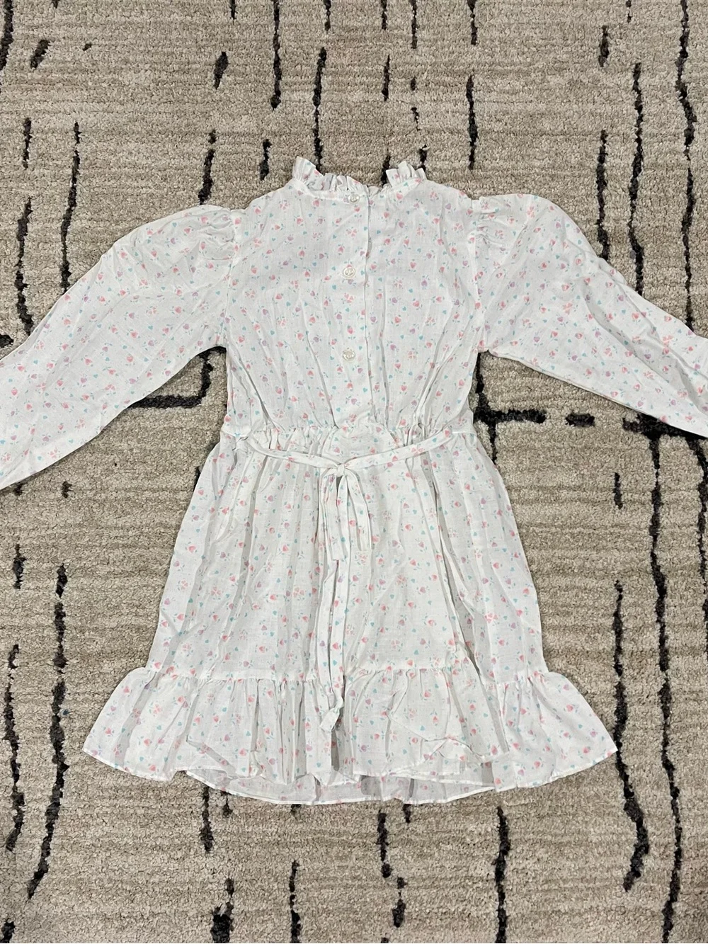 Vtg Winnie The Pooh Disney Girl Dress Size 6 Ditsy Floral White Spring USA Made